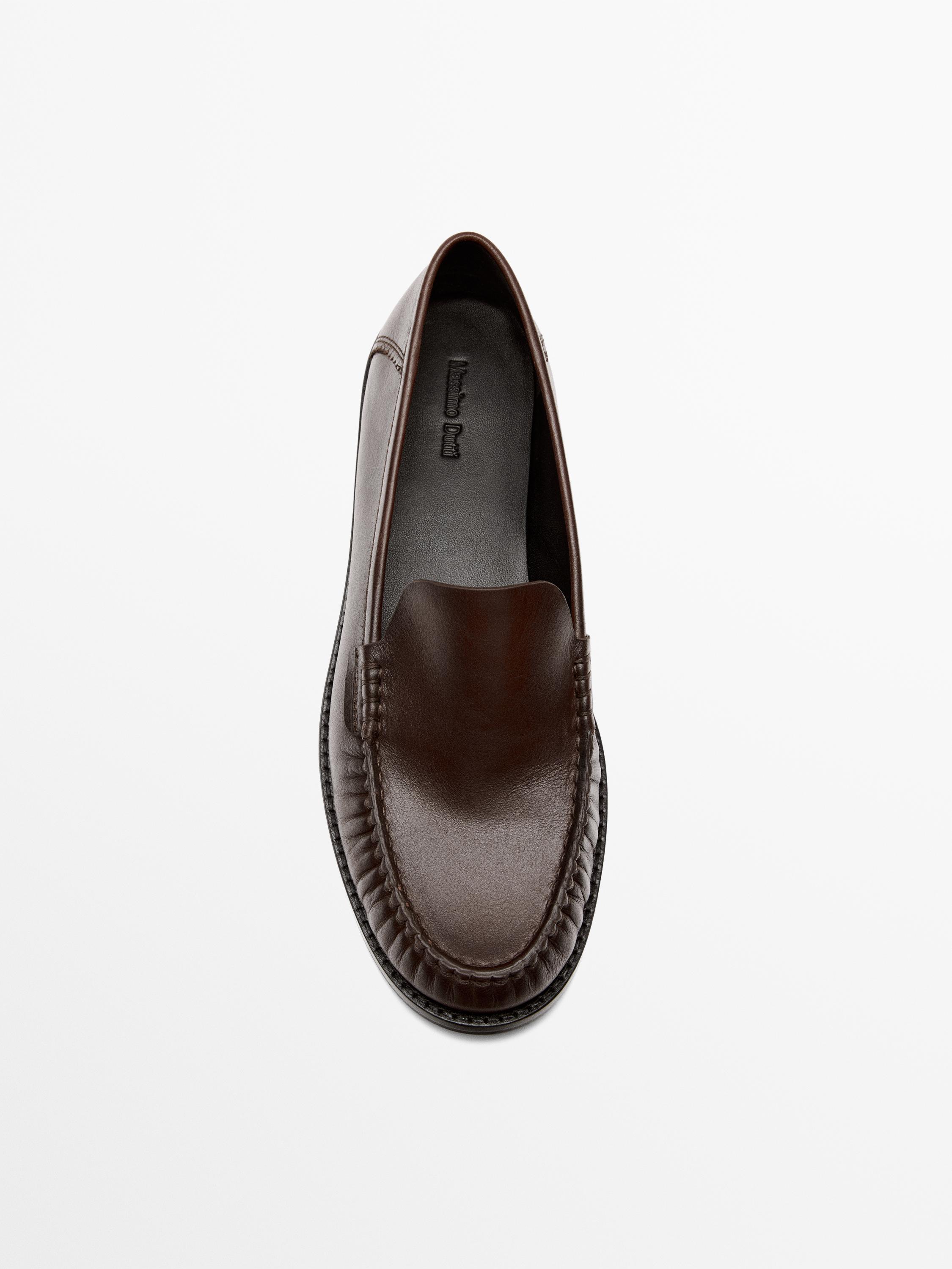 Gathered leather loafers